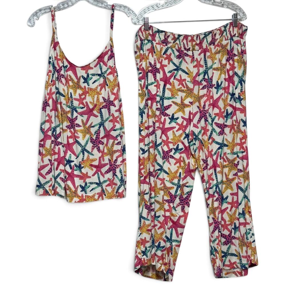 Soma Multi-Color Starfish Print Pajama Tank & Pants Set